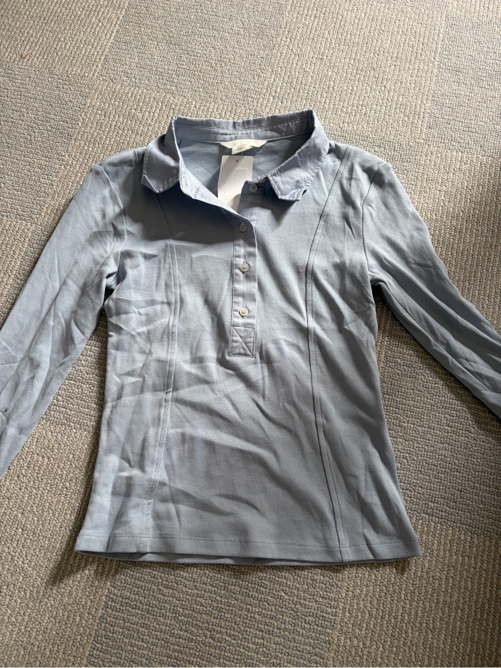 H&M Light Blue Long Sleeve Polo Top